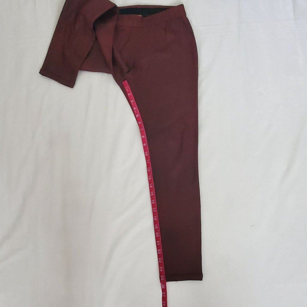 Free People Faux Suede Leather Pull-On Skinny Pants, Burgundy Women's Size 26 - Picture 14 of 15